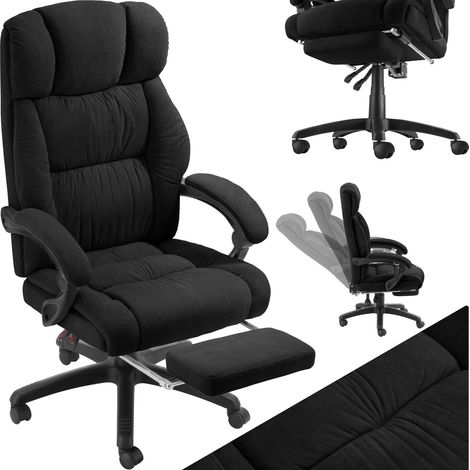 Chaise de bureau avec repose-pieds et revêtement en velours noir (1/5)