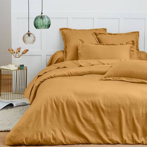 Parure de draps 4 pièces "Premium" pour lit 140 x 190 cm Miel Coton Pur -  - (1/4)