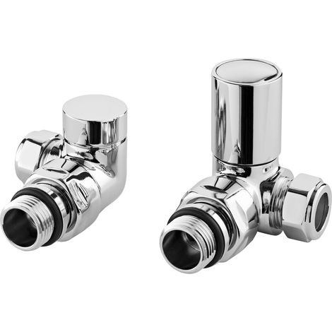 Corner Minimalist Round Radiator Valves, Sold in Pairs - Chrome