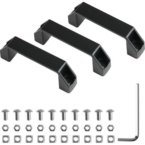 Poignée de Tirage, Poignées en Alliage d'Aluminium avec Écrou en T, Vis, Rondelle, Clé, Poignée de Maintien pour Profilé Aluminium Standard EU 20 Série (Écartement des Trous: 90 mm) (1/5)