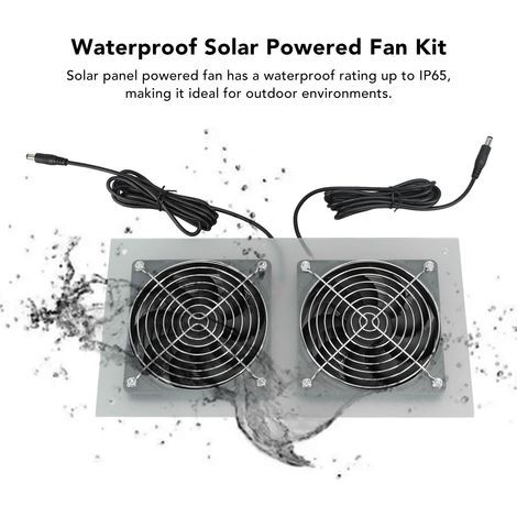 Ventilateur Solar Panel Powered Fan Kit à Panneau Solaire 15W Double Ventilateur Kit pour Poulailler Serre Cabane (1/5)