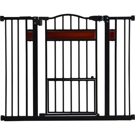 COSTWAY Barrière pour Animaux de Compagnie Extra Large pour Ouvertures de 76 à 104 cm, Barrière Extensible en Métal H76 cm pour Chien, Noir (1/5)