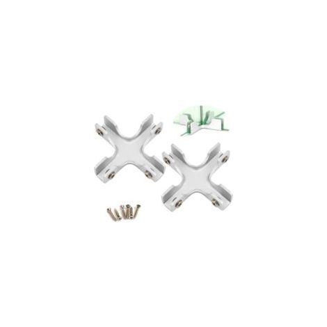 Set aus 2 kreuzförmigen Glasstützen aus Aluminiumlegierung für 8–10 mm dickes Glas. Inkl. Schrauben – Crezuo