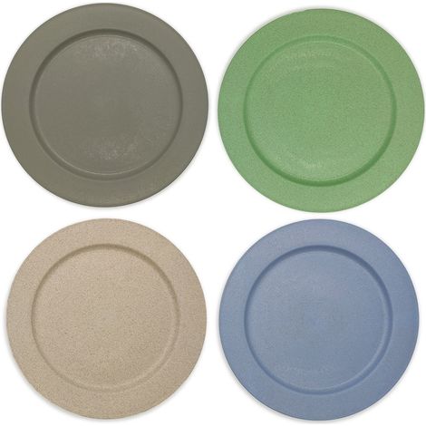 Assiettes Plastique - 25 cm - PP Résistant - Micro-ondes et Lave-vaisselle - Pour Extérieur, Pique-nique, Camping - Lot de 4 (1/5)