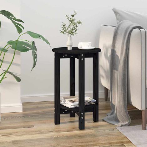 Table basse Table d'appoint pour Salon Chambre - Noir Ø 40x60 cm Bois massif de pin BV695478 - BonneVie (1/5)