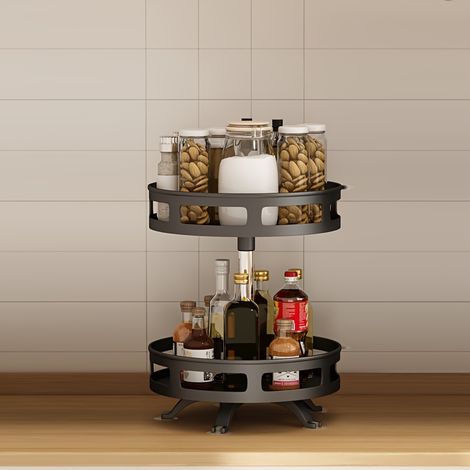Double Étagère Réglable En Métal - Organisateur Rotatif Pour Cuisine, Salle De Bain, Table À Manger, Bar À Café (1/5)
