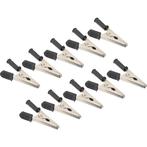 Pince Crocodile 20mm Laiton J.60047 Lot de 10 Pinces de Test Batterie Noir pour Diagnostic Électrique (1/5)