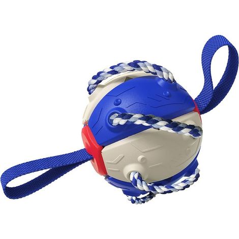 Jouet interactif pour chien, combinant frisbee et ballon de football, idéal pour l'entraînement en extérieur, jouet multifonctionnel portable, en plastique, de forme unique, de couleur vive, bleu. (1/5)