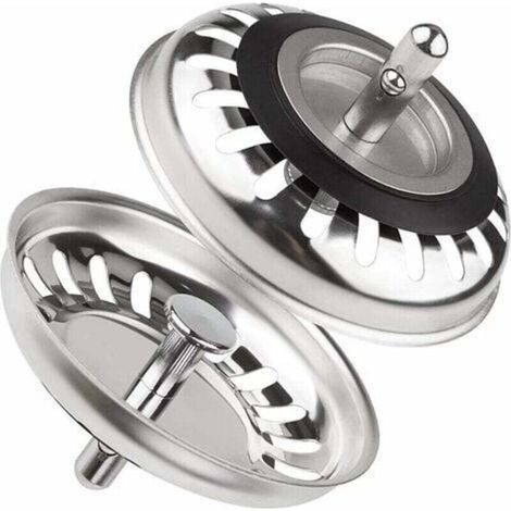 Panier de bonde classic diamètre 79.3 mm，Lot de 2 Bouchon Evier Cuisine INOX, Filtre Evier Cuisine Universel,Bouchon de Bonde Evier Antiblocage en Acier Inoxydable, pour Cuisine et Salle de Bain (1/4)