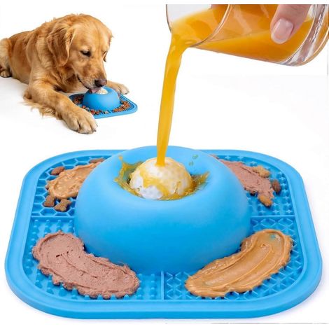 Filiyano-Tapis à lécher en silicone 2 en 1 pour chiens, distributeur de croquettes anti-glouton et jouet d'enrichissement avec balle congelable (1/5)