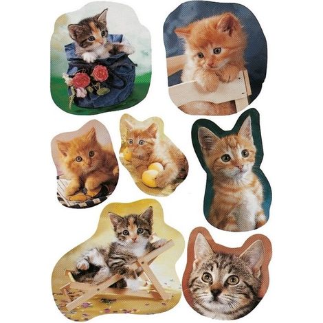 Lot de 63 autocollants chats - Pour enfants - Feuilles d'autocollants - Loisirs créatifs