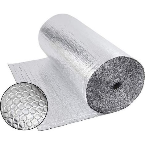 Isolant Thermique 0,6x10M, Rouleau Film Aluminisé a Bulles Double Face 4mm Résistant pour Réflecteur de Chaleur et de Froid, Idéal pour Radiateur, Mur, Voiture, Fenetre (1/4)