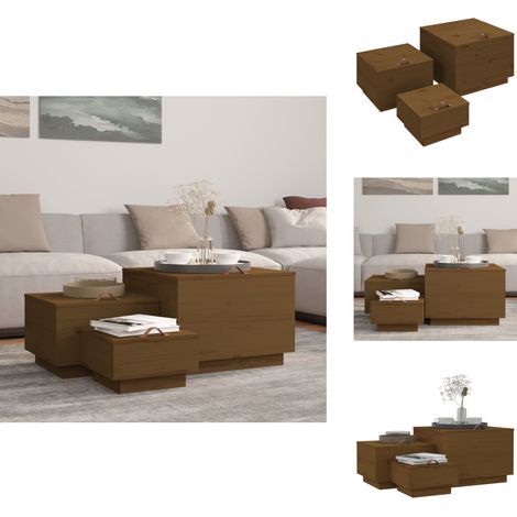Aufbewahrungsboxen mit Deckeln 3 Stk. Braun Massivholz Kiefer - Holz Aufbewahrungsböxchen - Kiefernholzkisten - Stauraum Organizer - Wohnzimmer Deko - Möbel Set (1/5)