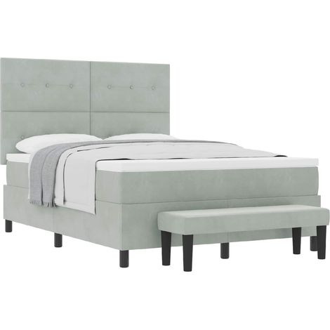 Maison Exclusive - Letto a molle con testiera Grigio chiaro 190 x 140 cm Velluto