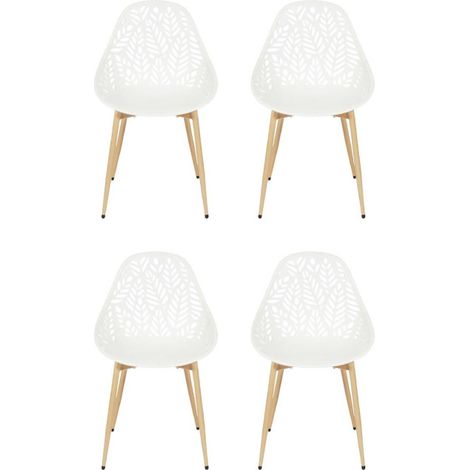 Paris Prix – Lot de 4 chaises de jardin – Design ajouré – 60% polypropylène et 40% métal – Hauteur 83cm – Usage extérieur – Montage facile (1/5)