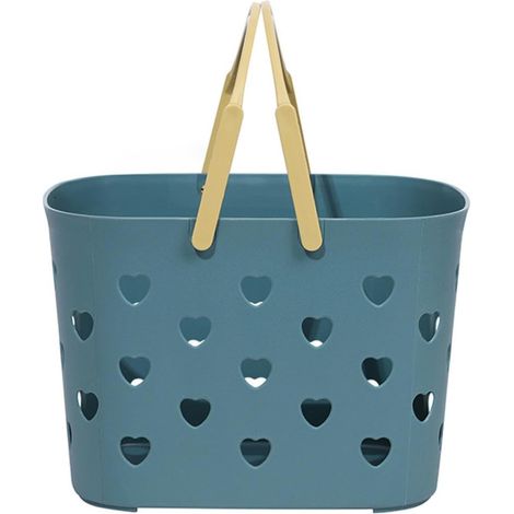 Générique Panier de Rangement Panier de Creux et Empilable Bleu en Plastique avec Poignée Ergonomique pour Stocker Produits de Bain (1/5)