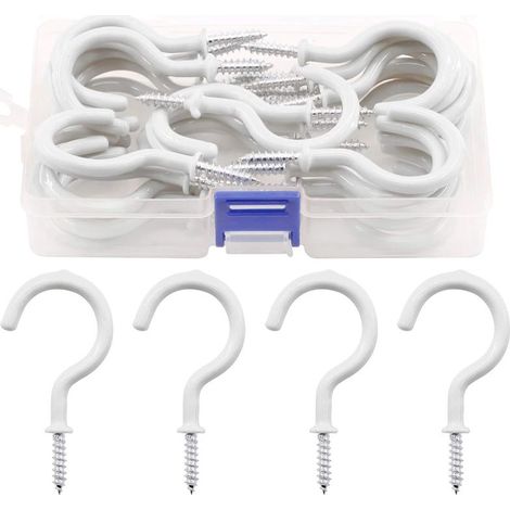 Lot de 30 crochets blancs de 7,37 cm, crochets de plafond en vinyle pour tasse, crochets à vis, porte-mug pour la maison, le bureau et le lieu de travail (1/5)