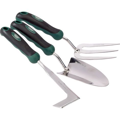Draper Stainless Steel Soft Grip Hand Fork & Trowel & Weeder Garden Tool Set (1/5)