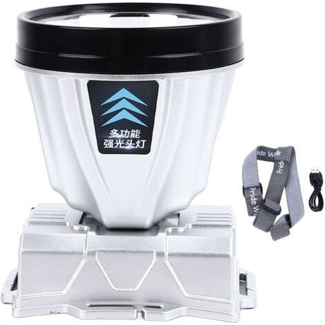Powerful Waterproof Headlamp with 800mAh Lithium-Ion Battery Rechargeable Power Indicator for Outdoor Activities Silver (1/5)