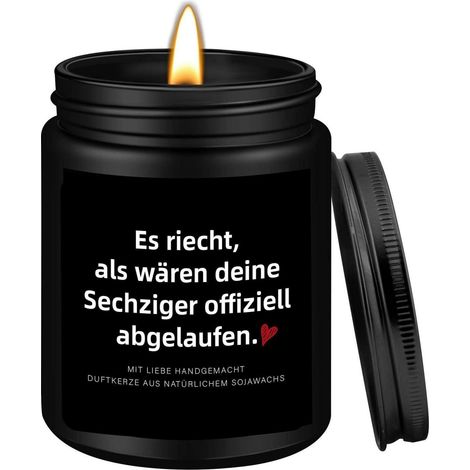 Duftkerze 60. Geburtstag Sandelholz Sojawachs 50h Brenndauer Geschenk Frauen Männer