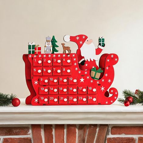 Décoration de Noël rouge en bois multicouche 22,5 x 8 x 36 cm (1/5)