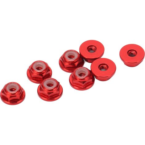 Stück M2-Selbstsicherungsmuttern aus Aluminiumlegierung mit Nylonkragen und Anti-Loss-Auskleidung, Sechskant, für Axial SCX24, Rot (1/5)
