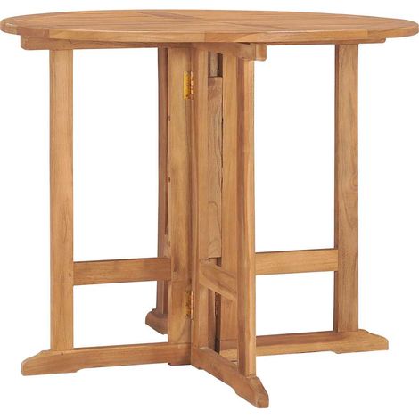 Klappbarer Garten-Esstisch Ø90x75 cm Massivholz Teak