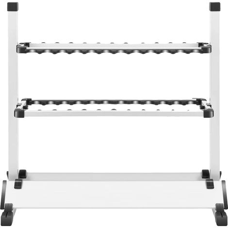 Rutenhalter, freistehendes Design, hält 24 Angelruten, Silber und Schwarz (1/2)
