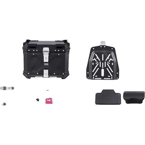 Baúl para motocicleta, aleación de aluminio, capacidad de 55 L, 45 L negro (1/2)