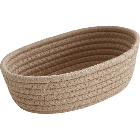 Panier Tissé - Corde Coton - Forme Ovale - Pour Rangement Dans Placard Armoire Étagère ou Bureau - Lot de 1 (1/5)
