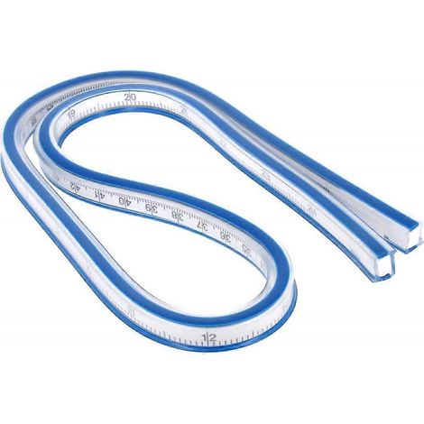 Règle courbe flexible graduée de 60 cm (23,6 pouces) avec bord encré, pour le dessin, la création de patrons et les mesures techniques. (1/5)