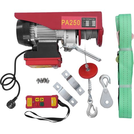 Elektrische Seilwinde, 125 kg Tragkraft, Funkfernbedienung, Rot (1/2)