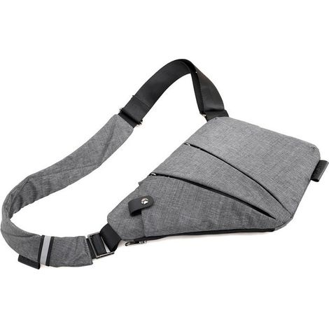 Petit porte-monnaie à anneaux, sac bandoulière anti-épingles, gris côté gauche