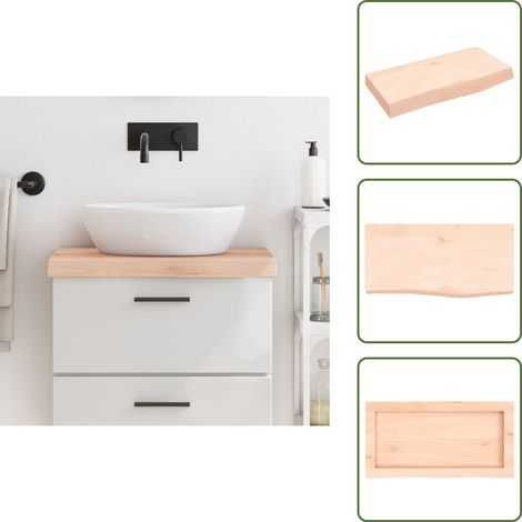 Comptoir de salle de bain naturel - vidaXL Comptoir de salle de bain 60x30x(2-6) cm bois massif non traité - Bord vivant (1/5)