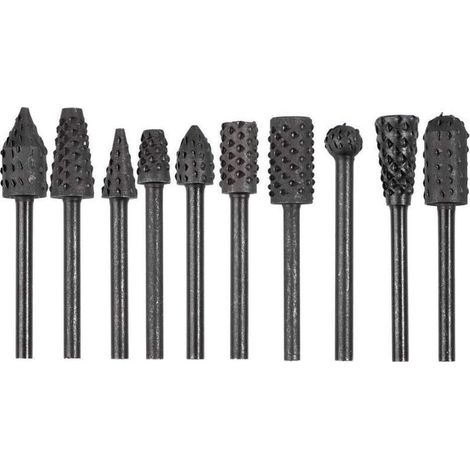 10pcs 1/8 ' Shank Rotary Burr Rape Ensemble En Acier Au Carbone Sculpture Sur Bois Fichier Rape Forets Fit Pour Outils Rotatifs Pour Le Bricolage Du Bois (1/4)