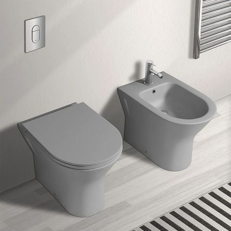Sanitari filo parete Feeling rimfree in grigio opaco con copriwc softclose (1/5)