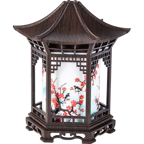 Humidificateur d'Air Décoratif Style Chinois avec Veilleuse LED Intégrée – Design Original en Bois Foncé (120,2 x 104,6 x 136,5 mm) – Idée Cadeau Créative pour Maison et Bureau-lsw