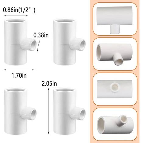 20 pcs,T-Shirt Abreuvoir Poulet,PièCes en T De Poulet,Raccords En T pour Volaille,Raccords En T En Pvc Pour Abreuvoir De Poulet,Pour Tuyauterie En Plastique 1/2" Schedule 40 Avec Filetage Ftp 1/8" (1/4)