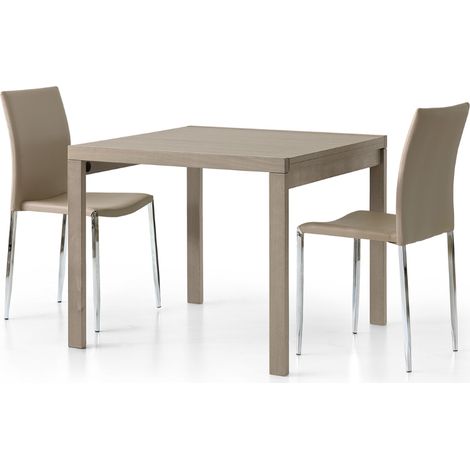 Tavolo quadrato 90x90 allungabile a 180 cm apribile a libro in finitura Tortora (1/2)