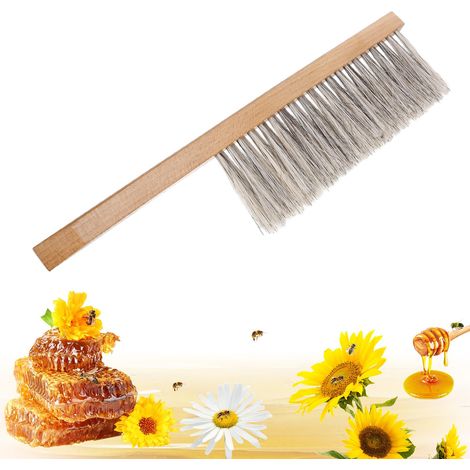 Brosse à abeilles en crin naturel avec manche en bois solide, brosse de nettoyage de ruche douce, équipement apicole durable, outil de balayage des cadres de ruche pour apiculteurs professionnels et a (1/5)