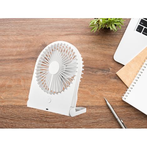 Schreibtisch Ventilator BREEZY - 3 Stufen, Weiß Höhe 23cm Akku & USB-C Anschluß (1/5)