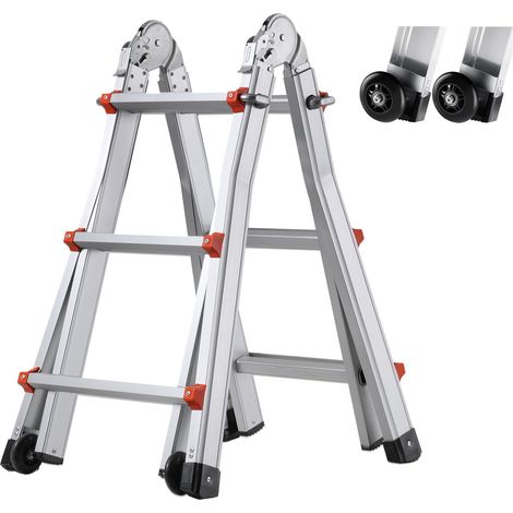Échelle télescopique en acier 11 pieds, en aluminium, 150 kg, pieds antidérapants, légère et portable, usage polyvalent (1/5)