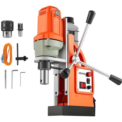 Perceuse Magnétique 1200 W, Perceuse à Colonne Portable, Force 10000 N, Vitesse 900 tr/min, Diamètre d'Alésage de 38 mm, avec Tige Weldon, pour Surfaces Métalliques, Construction Chantier (1/5)