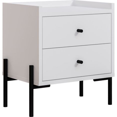 Table de chevet en bois "Malta" - 45 x 35 x 52 cm - Blanc