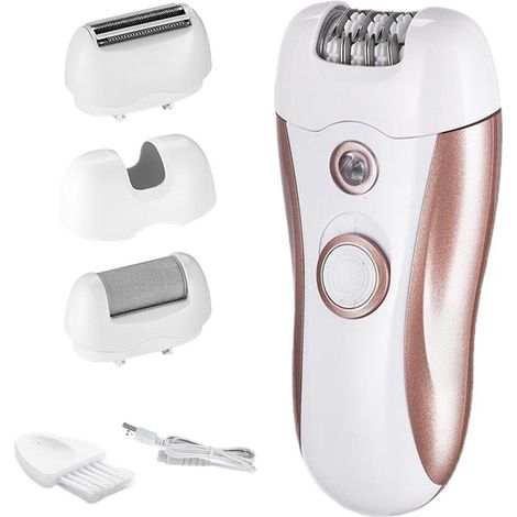 Epilador Electrico - 3 En 1 Wet Dry Con Micro Pinzas Y Cabezales Intercambiables Para Axilas Bikini Y Rostro - 2 Niveles De Potencia - Recargable Por USB (1/5)