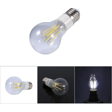 Ampoule LED Filament COB E27 12V 6W Blanc Froid 360° Non Dimmable - PC Transparent, Aluminium (1 Pièce)