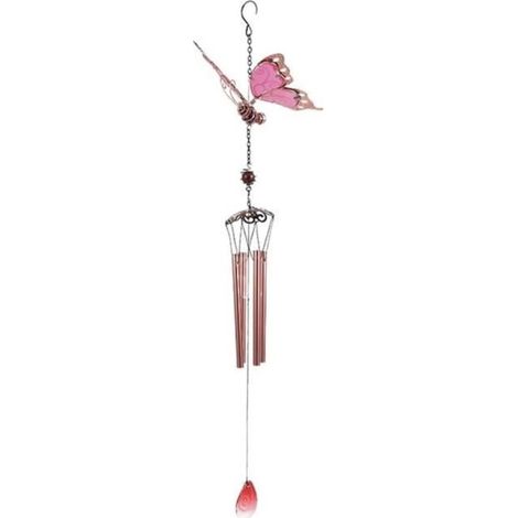 Baoblaze Wind Chimes - Iron Butterfly - Aluminum Tube - Rose (1/4)