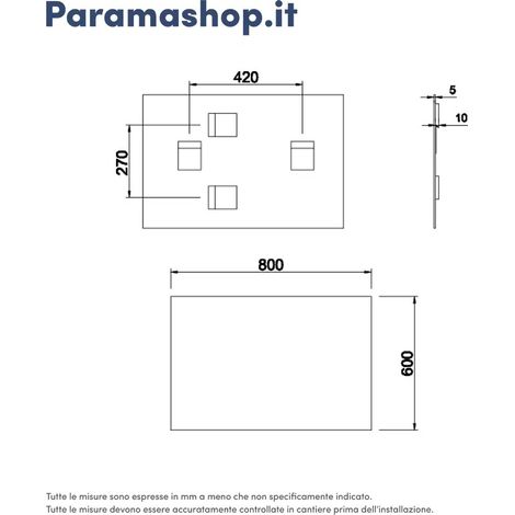 Specchio filolucido 60x80 cm installazione reversibile Easy
