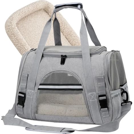 Sac de transport en filet respirant pour chats et chiens, avec coussin et sangle. (1/5)