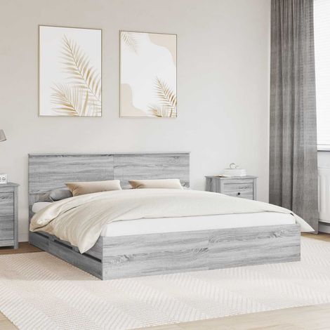 Bettrahmen Graues Sonoma 180 x 200 cm Ingenieurs Holz